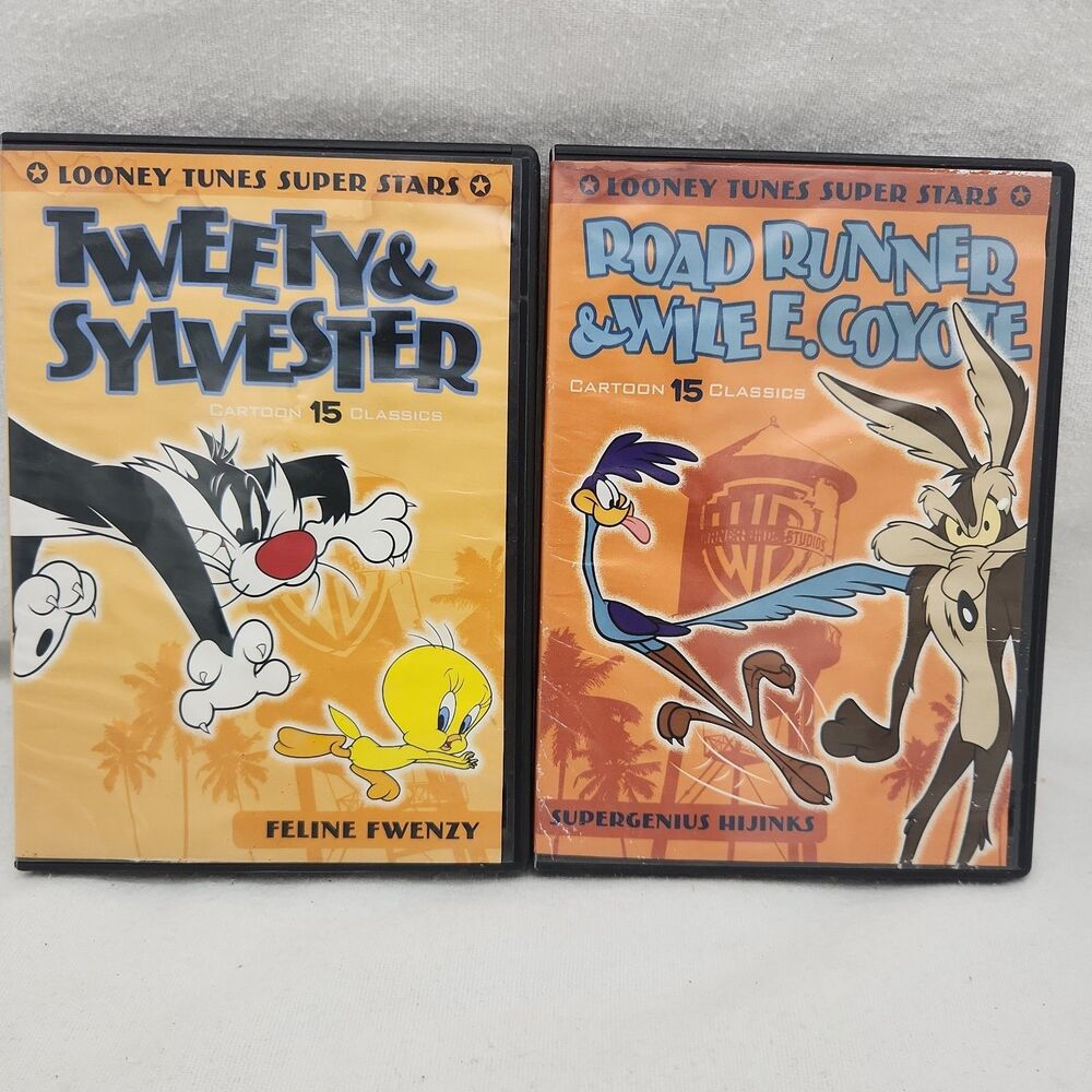 DVD Looney Tunes Super Stars Road Runner Wile E. Coyote Tweety Sylvester 2 Set